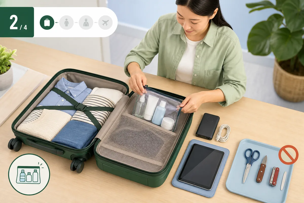 Hành khách sắp xếp chất lỏng, thiết bị điện tử và vật phẩm trong hành lý